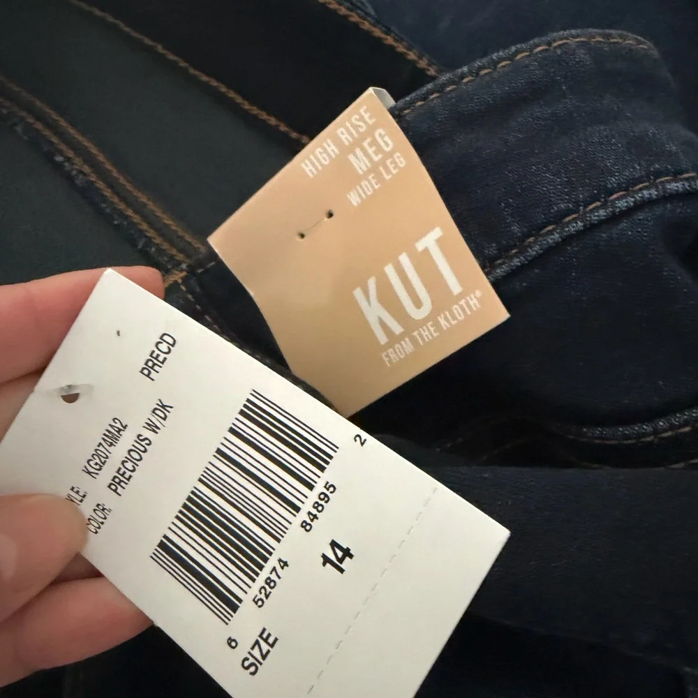 NWT KUT FROM KLOTH Meg High Rise Patch Pocket Wide Leg Jeans Sz 14 - Picture 5 of 6